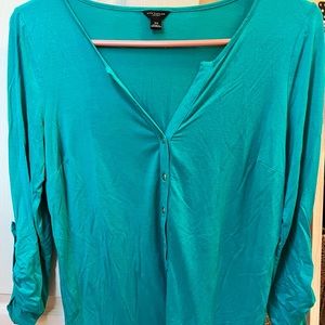 Ann Taylor Green / Teal long sleeve Henley shirt XS